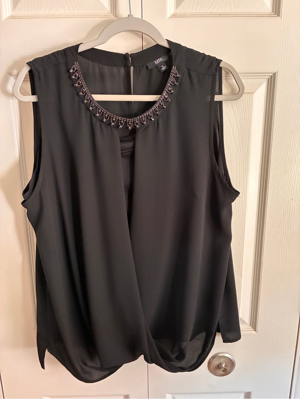MSK Black Sleeveless Embellished Neck Camisole